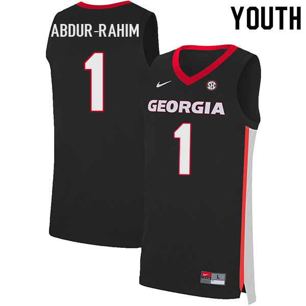 Youth #1 Jabri Abdur-Rahim Georgia Bulldogs College Basketball Jerseys Sale-Black - Click Image to Close